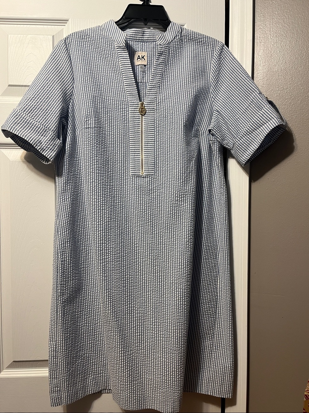 Navy & White Striped Short Sleeve Dress (Anne Klein)